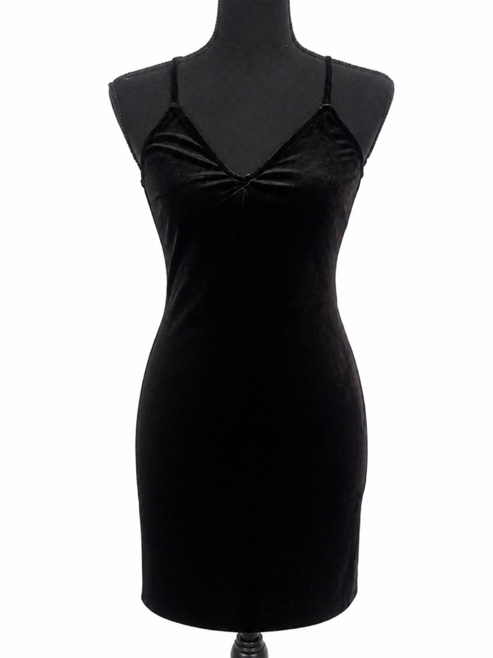 Ambiance Black Velvet Slip Dress with Spaghetti Straps